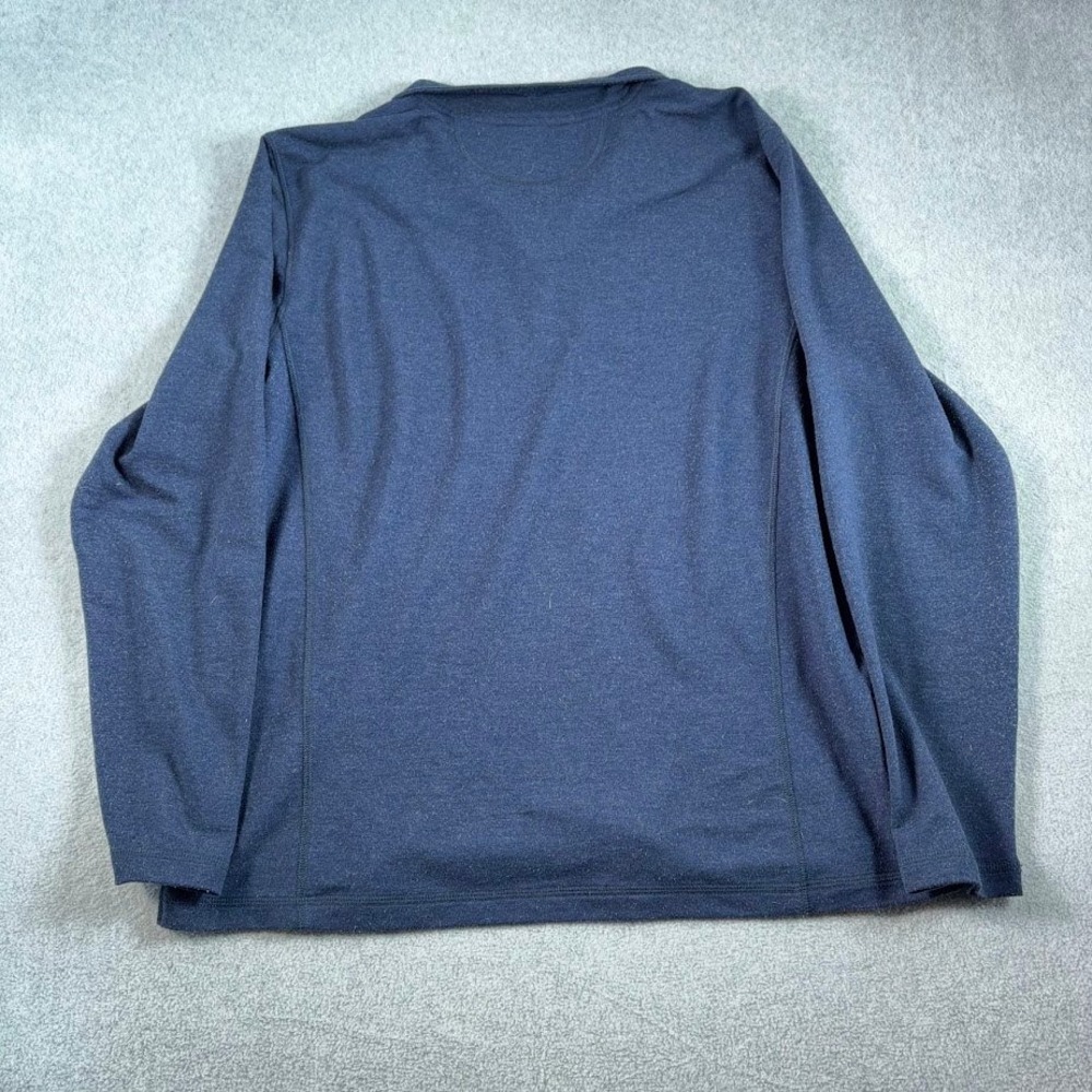 Orvis Quarter Zip Pullover Mens L Navy Blue Heathered Mock Neck Long Sleeve Logo - Picture 7 of 7